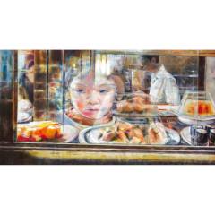 Beim Vietnamesen / 2009/10 / Öl auf Nessel / 80x150cm