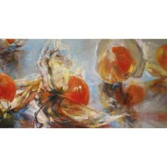 Ballett der Physalis / 2018 / Öl auf Nessel / 80x150cm